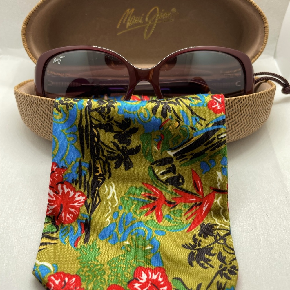 Maui Jim Swept Away sunglasses red frame and rose colored lenses see pics